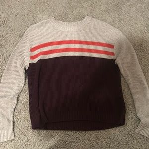 Beige, Deep Purple and Red Striped American Eagle Sweater, Size XS